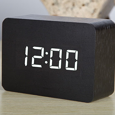 Đồng hồ Led gỗ để bàn led chữ nhật mini Giờ : Phút