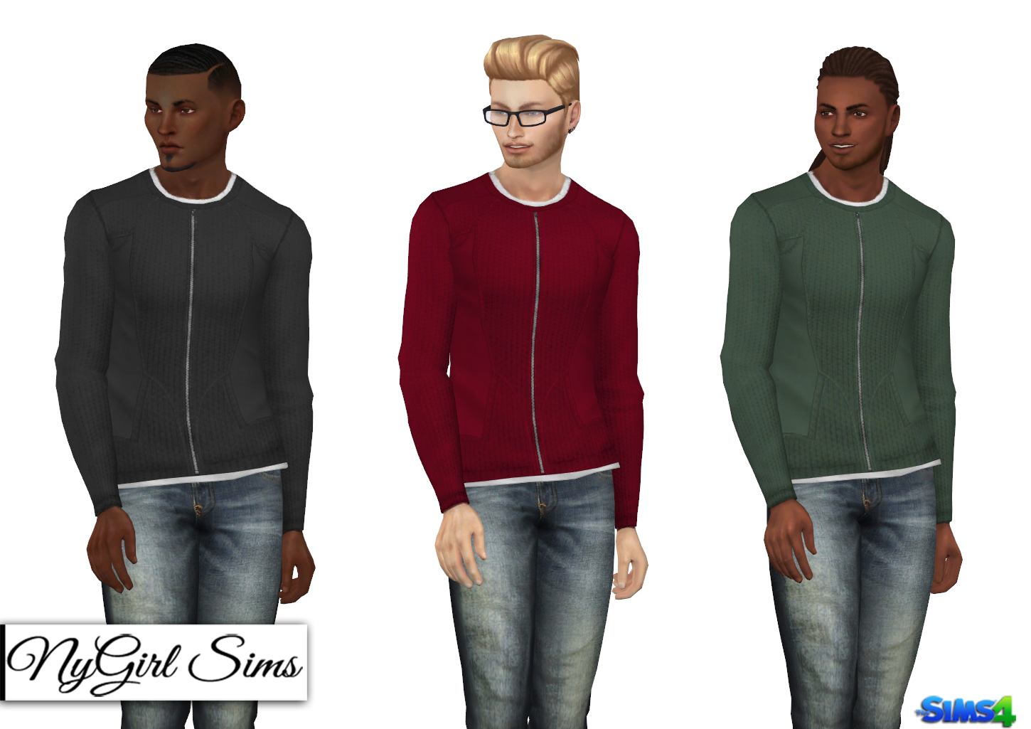 NyGirl Sims 4: Double Layered Zip Up Sweater