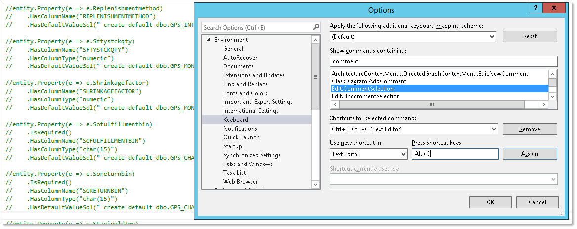 Choice Applied shy Changing Visual Studio keyboard shortcut for Comment and Uncomment -  Microsoft Dynamics GP Community