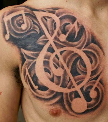 Música desenhos de tatuagem no peito para homens
