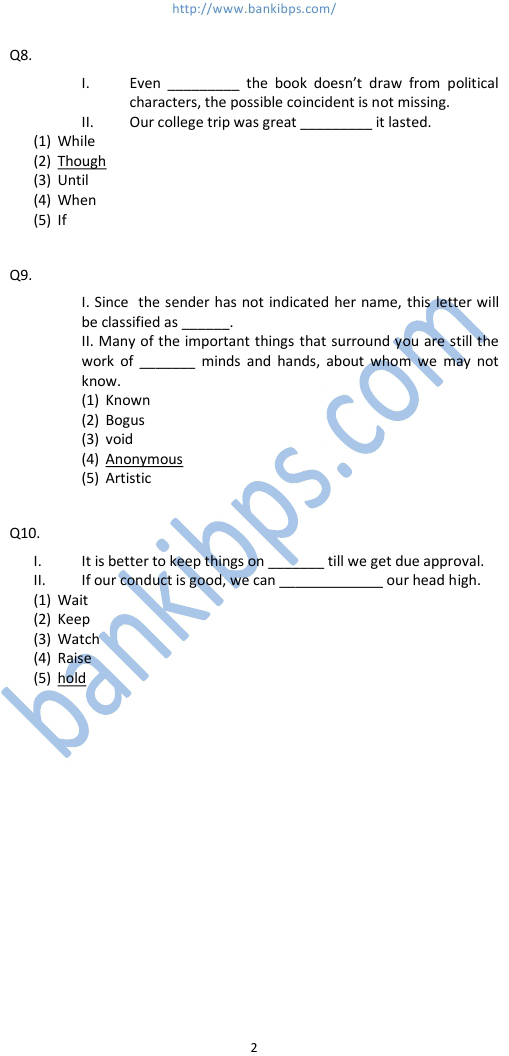 ibps english solved paper