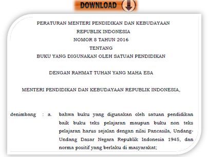 Permendikbud Nomor 8 Tahun 2016 Pdf Tentang Buku Yang Digunakan Oleh Satuan Pendidikan Info Pendidikan Terbaru