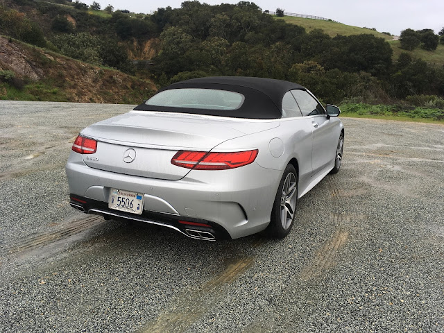Rear 3/4 view of 2018 Mercedes-Benz S560 Cabriolet