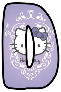 Abecedario Lila con Cara de Hello Kitty. Lilac Alphabet with Hello Kitty Face.