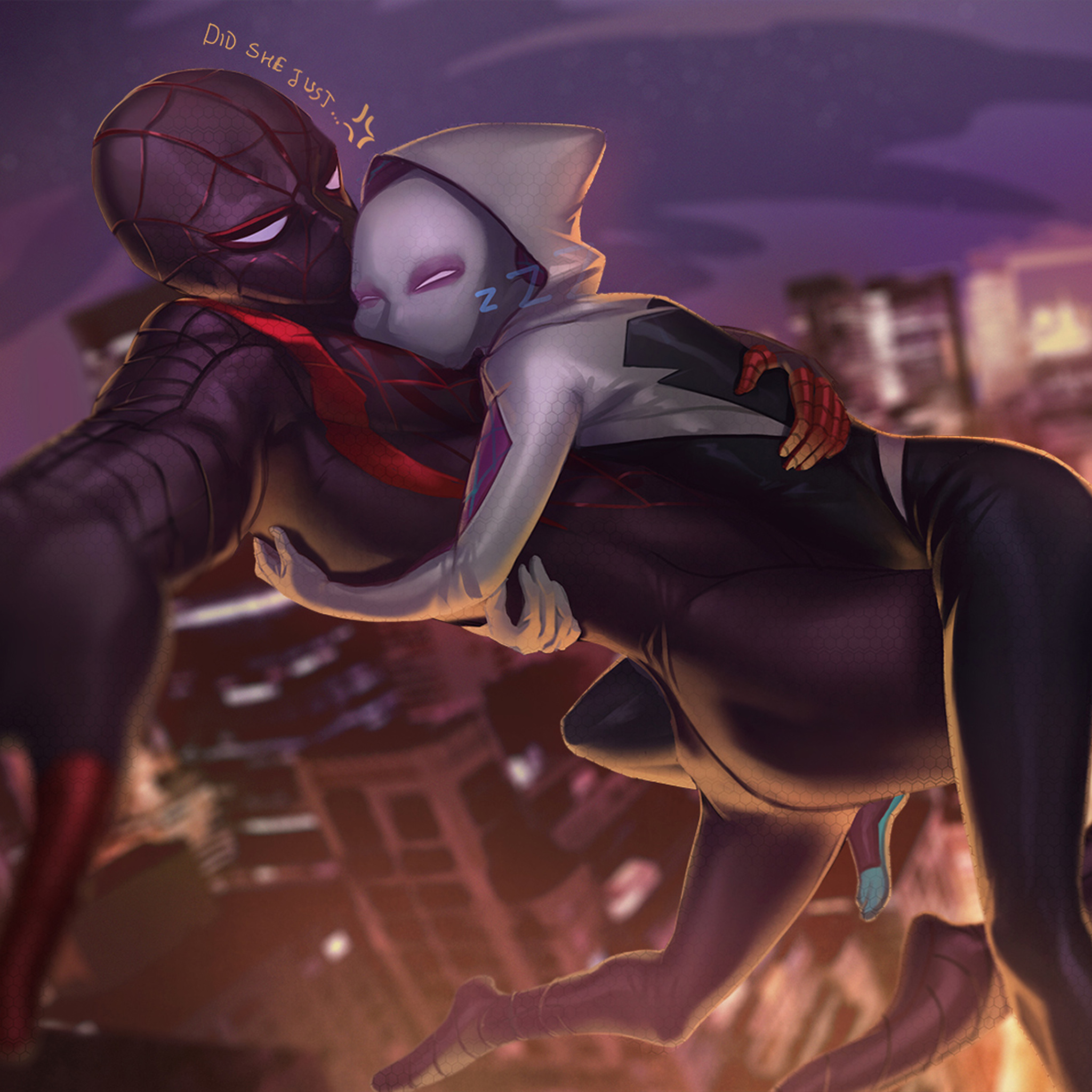 Miles Morales And Gwen Stacy Tablet Wallpaper 