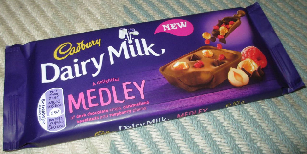 FOODSTUFF FINDS New Dairy Milk Medley Hazelnut and Raspberry (Pound Land) [By cinabar]
