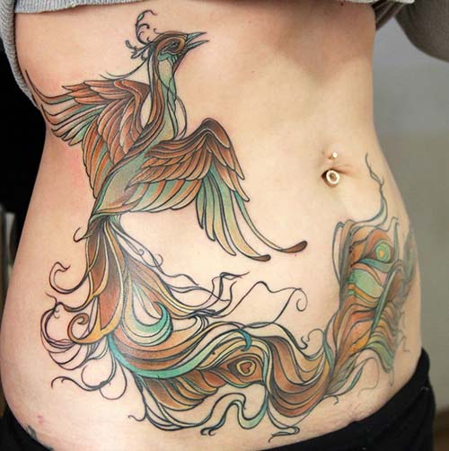 phoenix tattoo abstract anka kuşu dövmesi göbek phoenix tattoo abstract anka kuşu dövmesi göbek