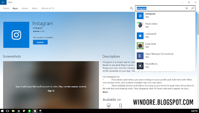 Cara Download Instgram untuk Windows 10