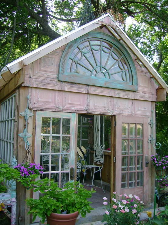 Greenhouse Made From Old Windows and Doors