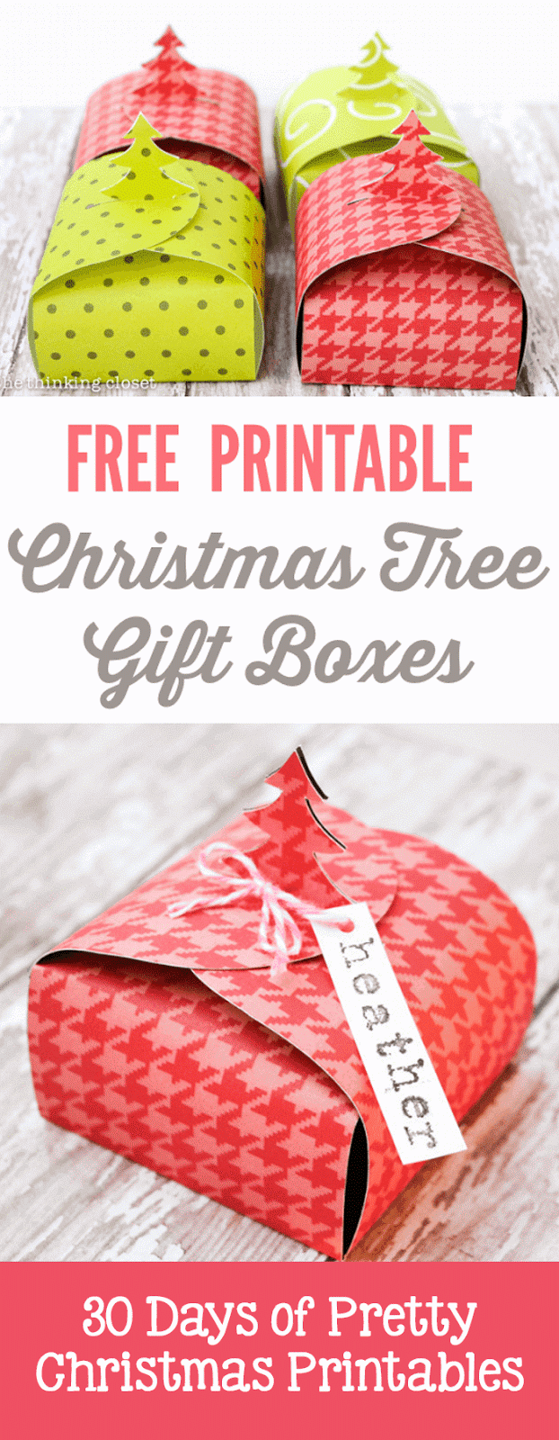 Free Christmas Gift Box template. 30 Days of Pretty Christmas Printables hosted by GradeONEderfulDesigns.com