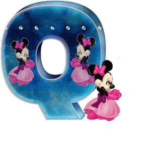 Alfabeto animado de Minnie con vestido de noche Q.