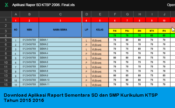 Download Aplikasi Raport Sementara SD dan SMP Kurikulum KTSP Tahun 2015 2016