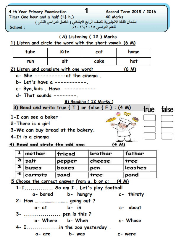 انجليزي الصف الثاني ابتدائي