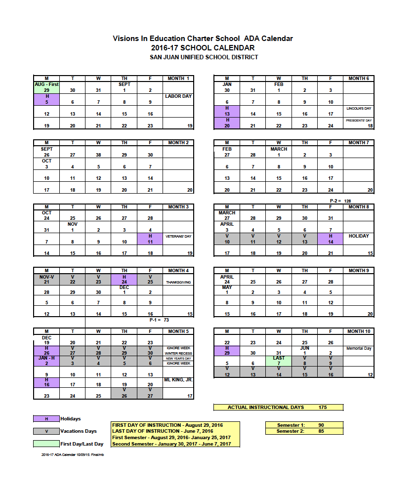 Ms. Bryon's Class Blog 201617 School Calendars