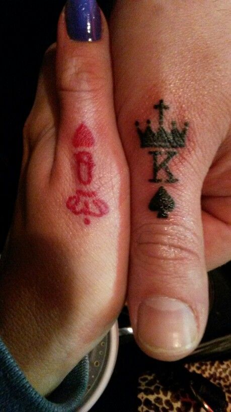 25 Lovely Matching Tattoos For Couple matching king and queen tattoos