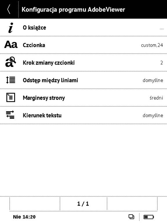 PocketBook Basic Touch 2 Save & Safe – ustawienia w aplikacji Adobe Viewer