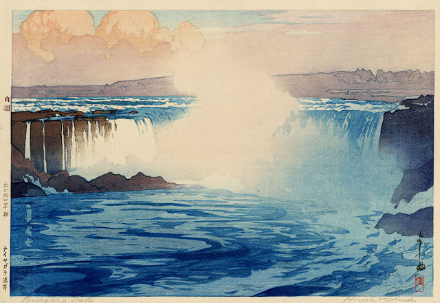 スフィンクスも描いた？明治の画家、吉田博の美しい新版画【a】　ナイヤガラ瀑布 Niagara Falls