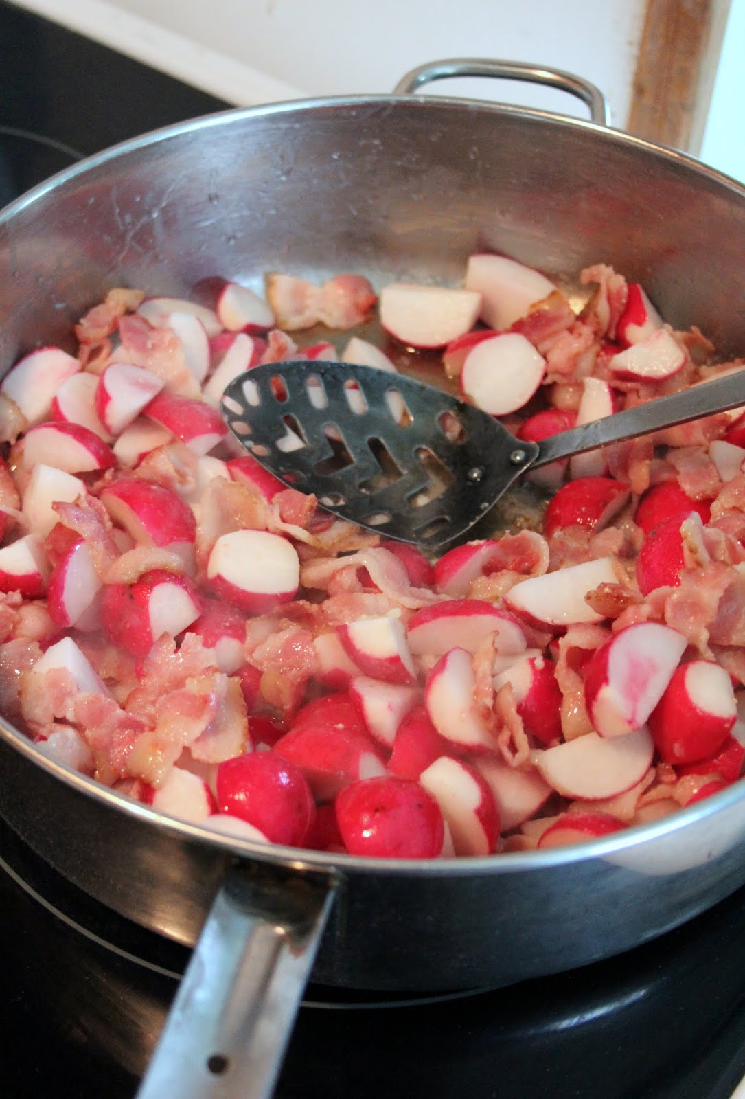 Jo and Sue Keto Bacon Fried Radishes