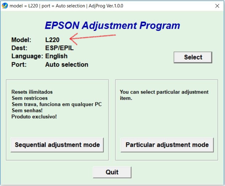 Programa Adjustment para resetear Epson L220 gratis es.Relenado