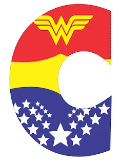 Abecedario con el Logo de la Mujer Maravilla. Wonder Woman Logo Abc.