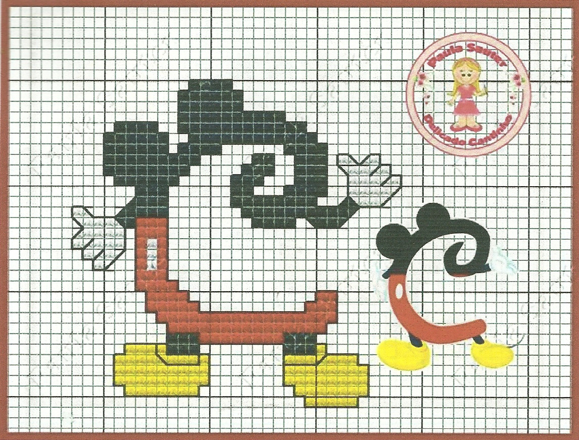 Artes da Abelha Rainha: Monogramas do Mickey em ponto cruz