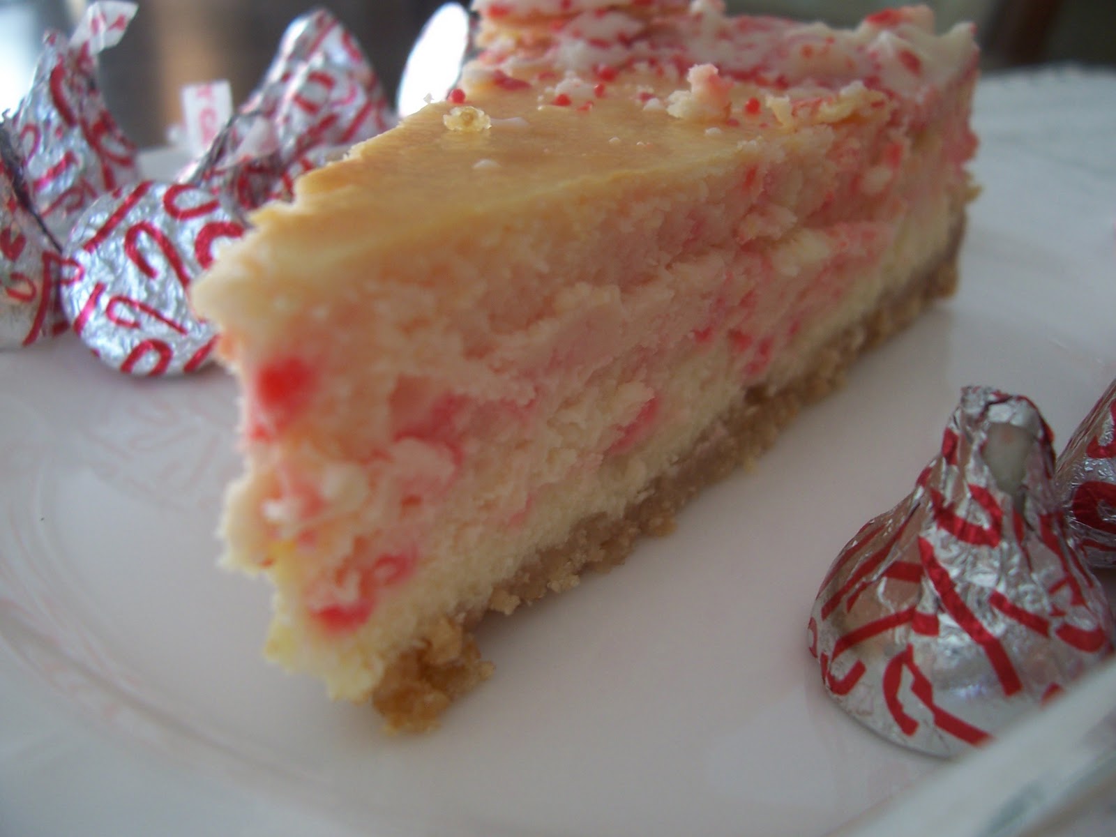 Hershey's Kisses Candy Cane Swirl Cheesecake and the Beauty of Cream Cheese