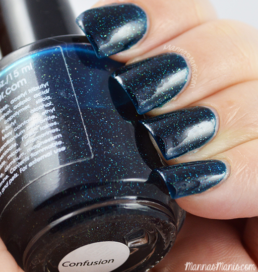 Aliquid Lacquer Confusion, a teal jelly nail polish