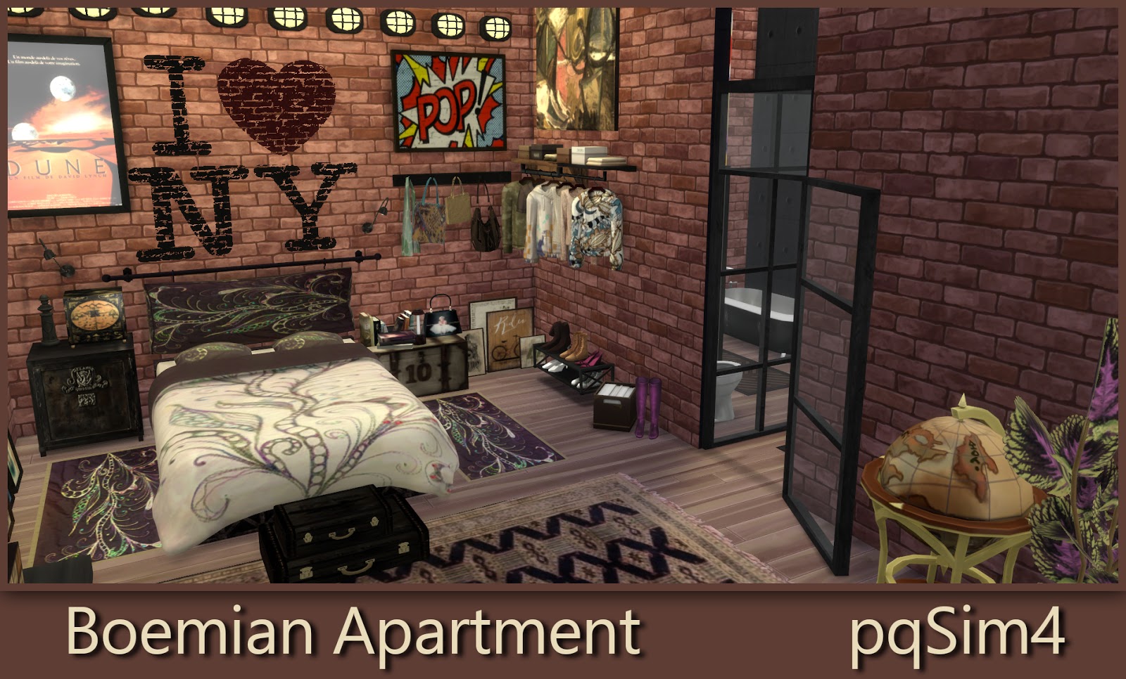 Sims 4 CC's The Best BOHEMIAN APARTMENT by pqsim4