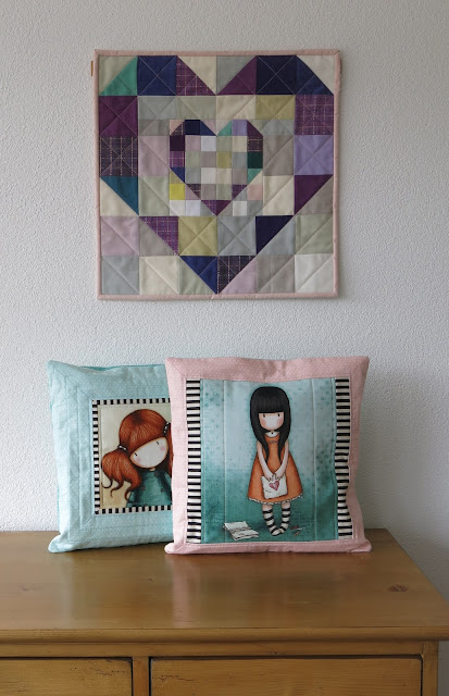 Luna Lovequilts - Quilted cushions made with fabric panels from Santoro Gorjuss collection