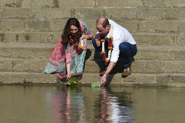 Prince William and his wife Catherine, Duchess of Cambridge visit the historic Banganga water tank in Mumbai