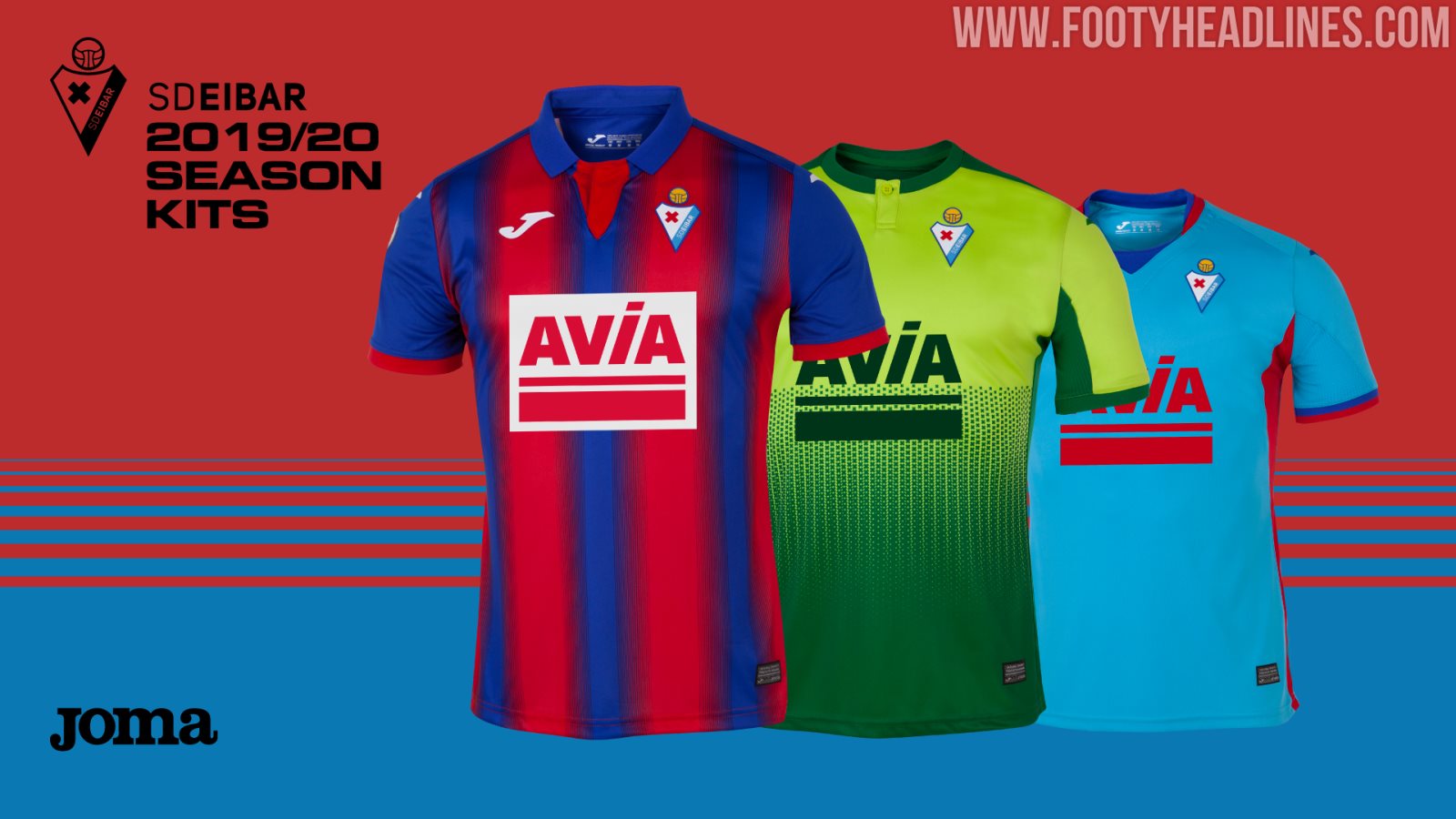 SD EIBAR Official Joma 2019-2020 Home Football Shirt NEW Soccer Jersey Camiseta 