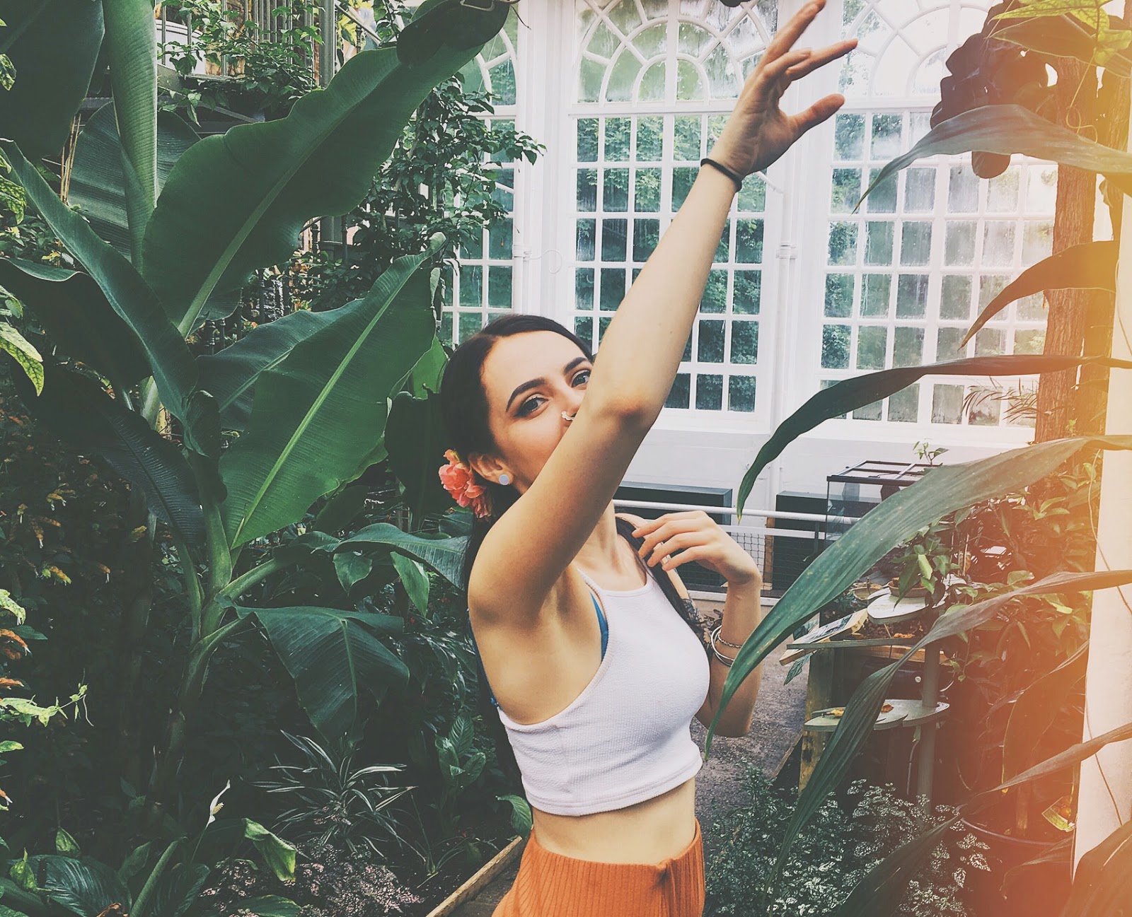 girl in greenhouse