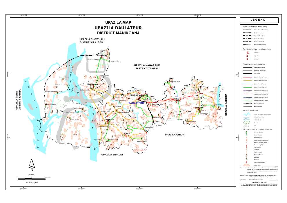 Daulatpur Upazila Map Manikganj District Bangladesh