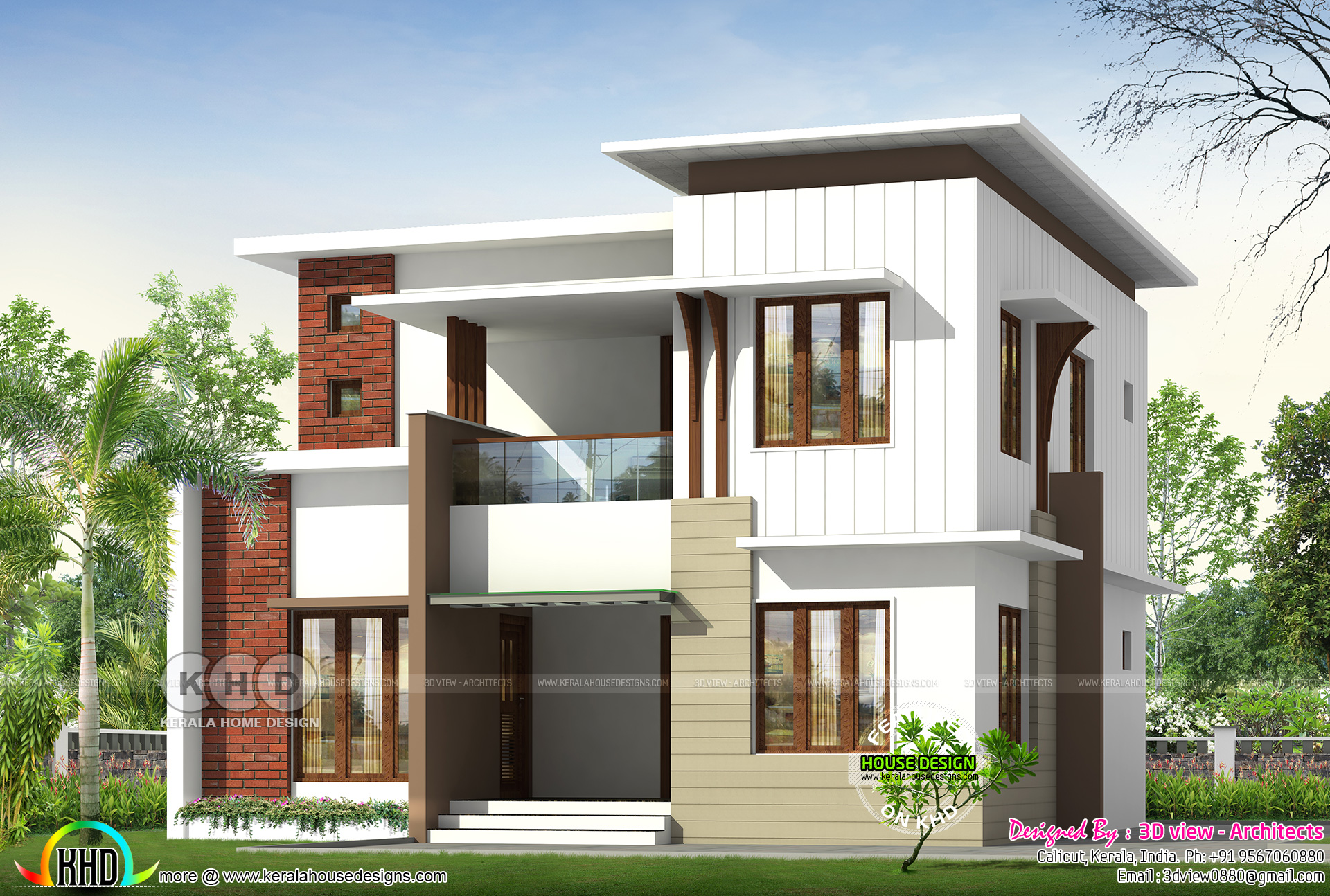 1730 Square Feet 4 Bedroom Flat Roof Home Design Kerala