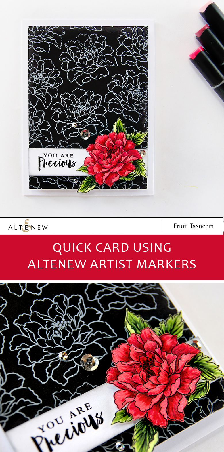 Altenew Remember This Stamp Set coloured using Artist Markers by Erum Tasneem - @pr0digy0