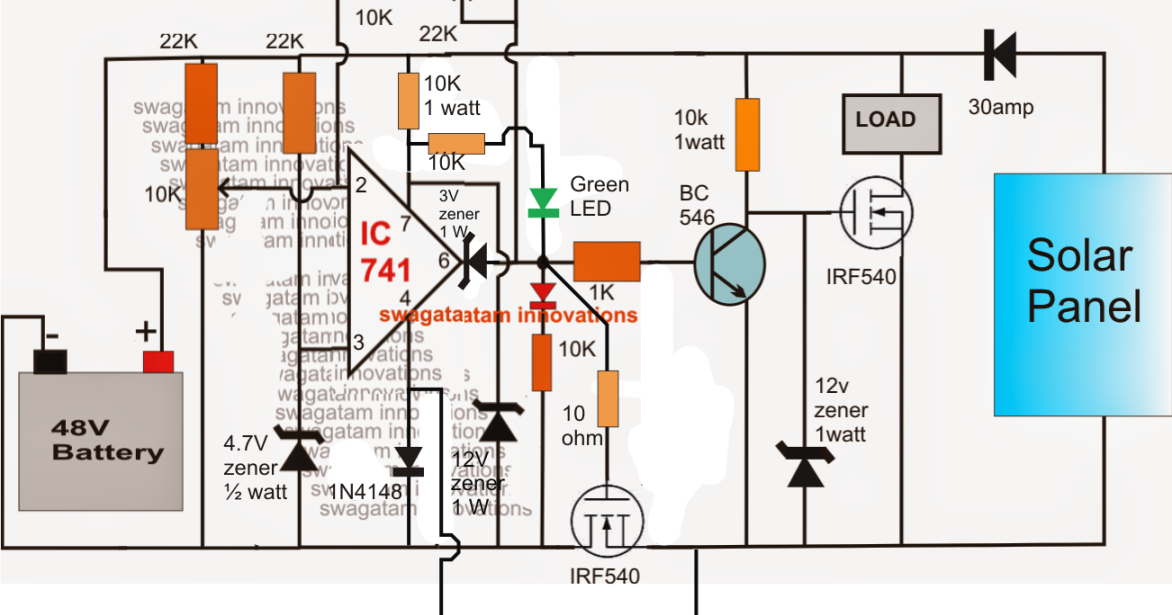 48v solar battery charger circuit with high low cut 48v solar battery charger circuit with high low cut