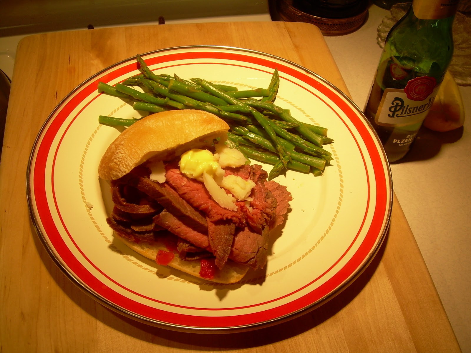 Roast Beef, Garlic Aioli, and Roasted Red Pepper Sandwiches