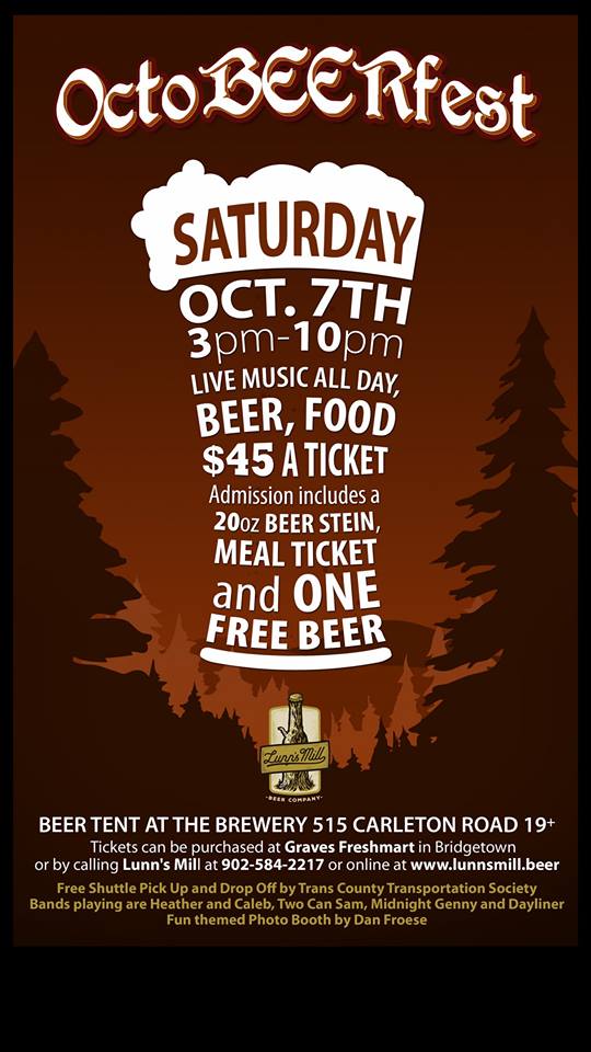 Maritime Beer Report Lunn's Mill Beer to host Octobeerfest