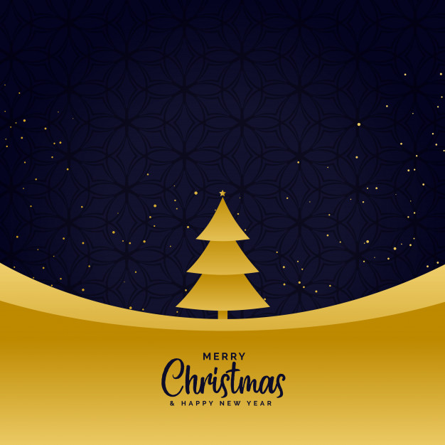 Minimal golden merry christmas greeting background Free Vector