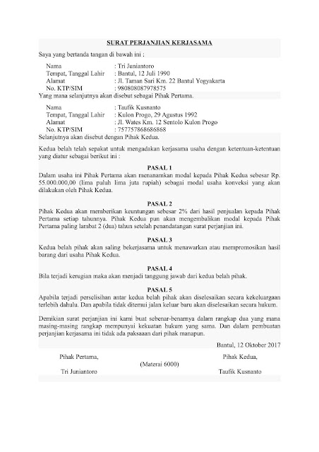 contoh surat perjanjian kerjasama bagi hasil assalam print contoh surat perjanjian kerjasama bagi hasil assalam print