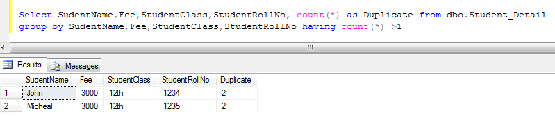 find duplicate records in a table in SQL server