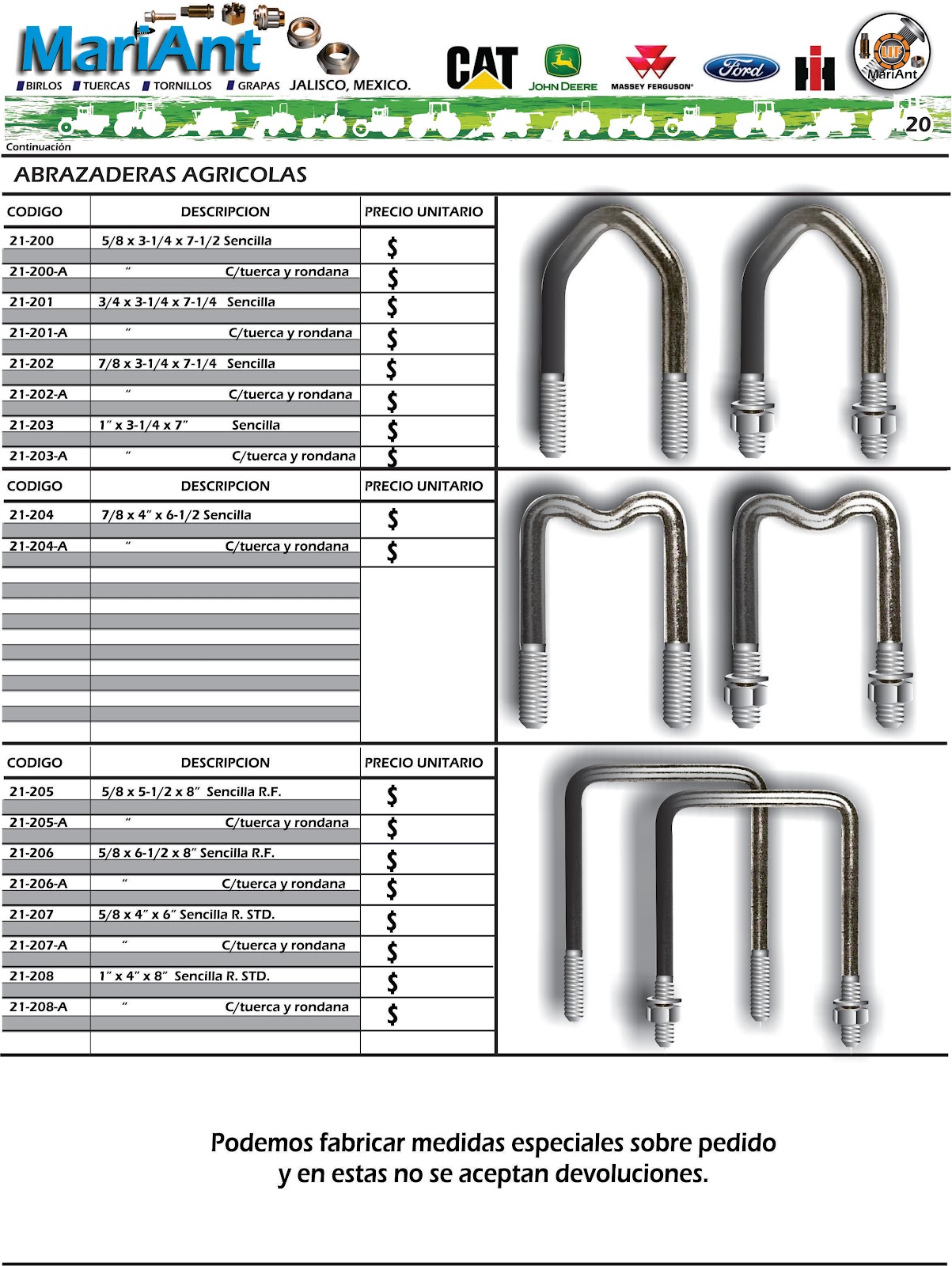 MariAnt tuercas birlos y tornillos CATALOGO AGRICOLA