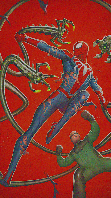 spider man vs octopus fan art wallpaper for phone