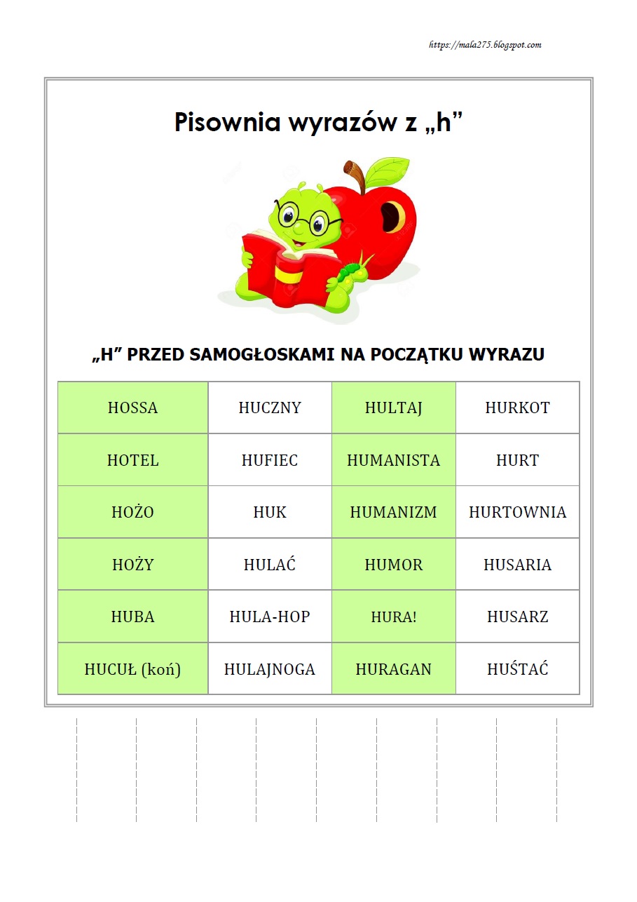 Utwórz Jak Najwięcej Czasowników Przez Dodanie Na Początku Wyrazu BLOG EDUKACYJNY DLA DZIECI: WYRAZY Z H - "H" NA POCZĄTKU WYRAZU