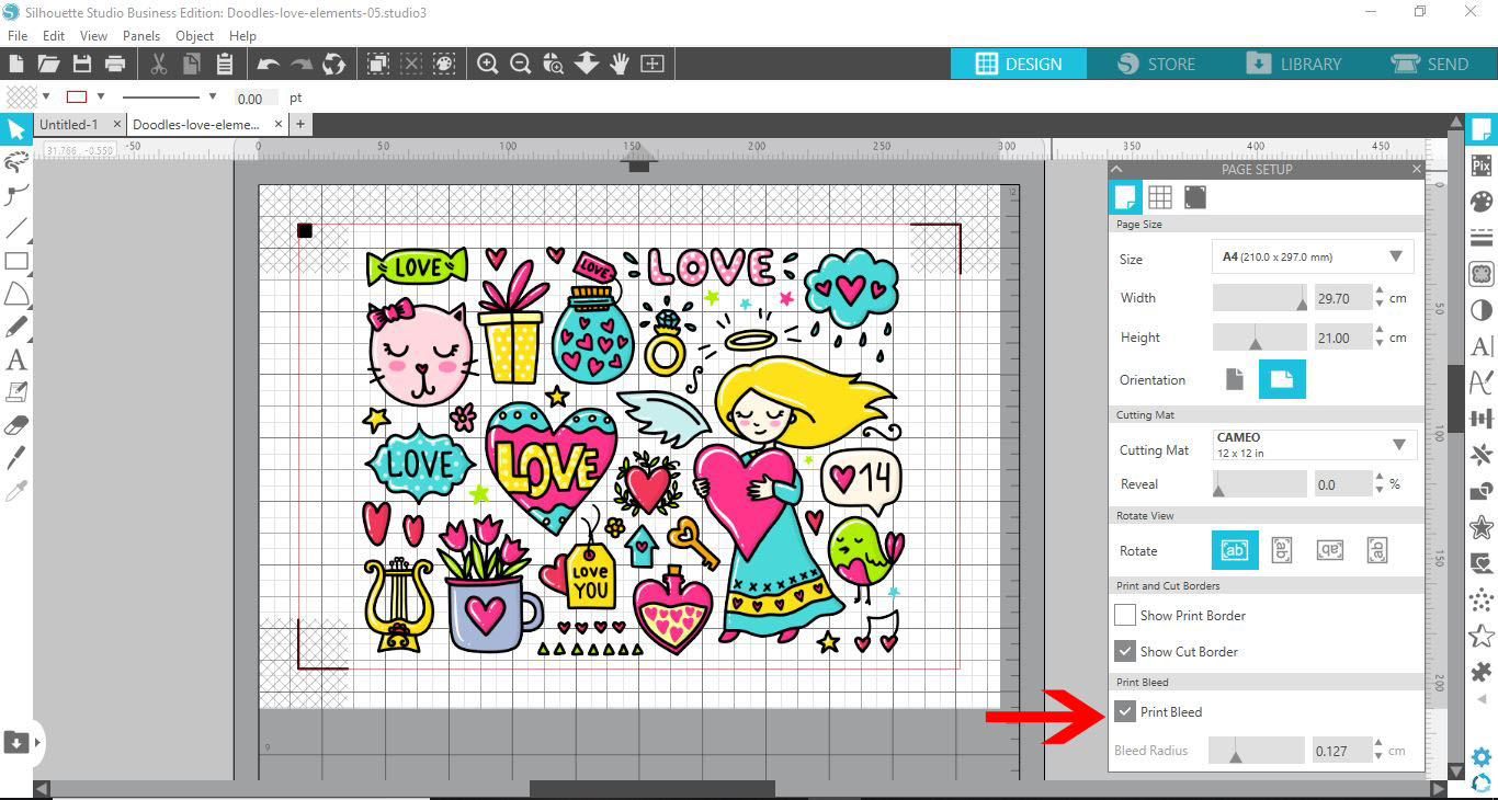 Print bleed function in Silhouette Studio Design Bundles