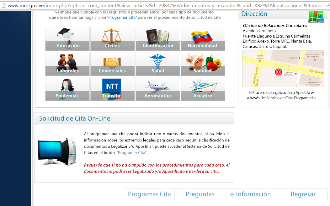 sistema web de citas de legalización