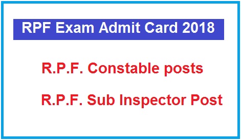 RPF Exam Call Letter 2018 download Start start now