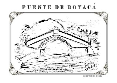 dibujo para niños del puente de Boyacá para colorear