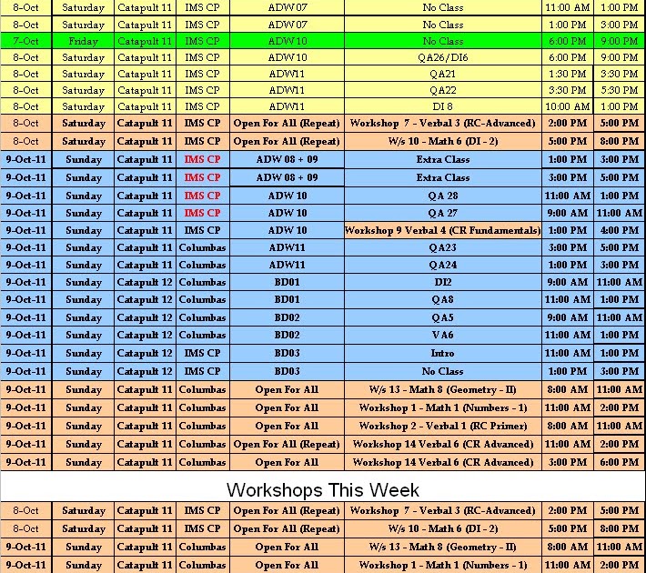 IMS CP Schedule: 8th And 9th October Schedule And Workshops This Week