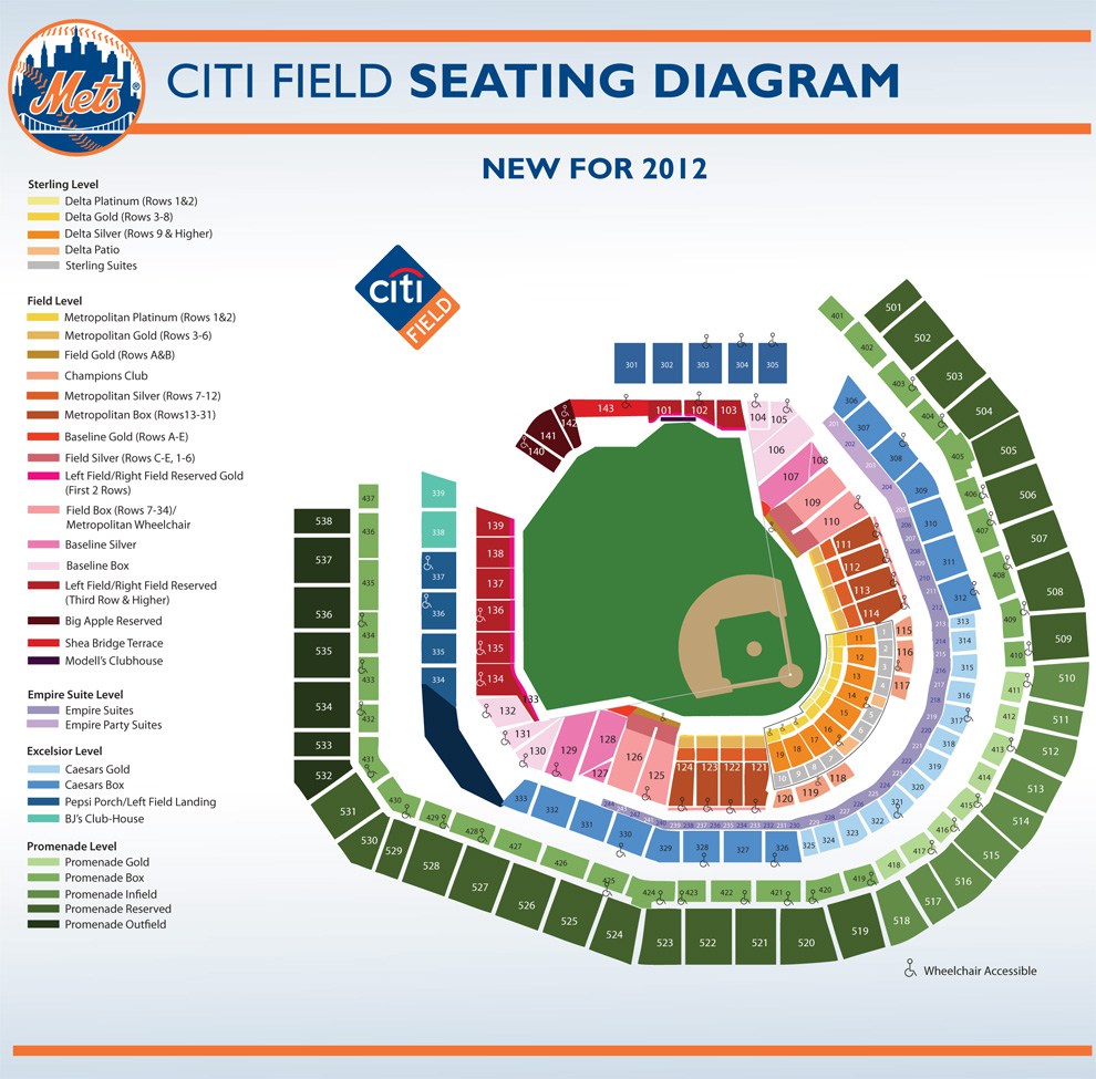 Citi Field Detailed Seating Chart Seat Numbers